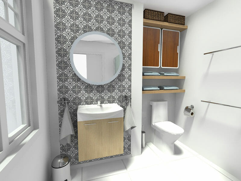 RoomSketcher Small Bathroom Ideas Cabinets Shelving Storage