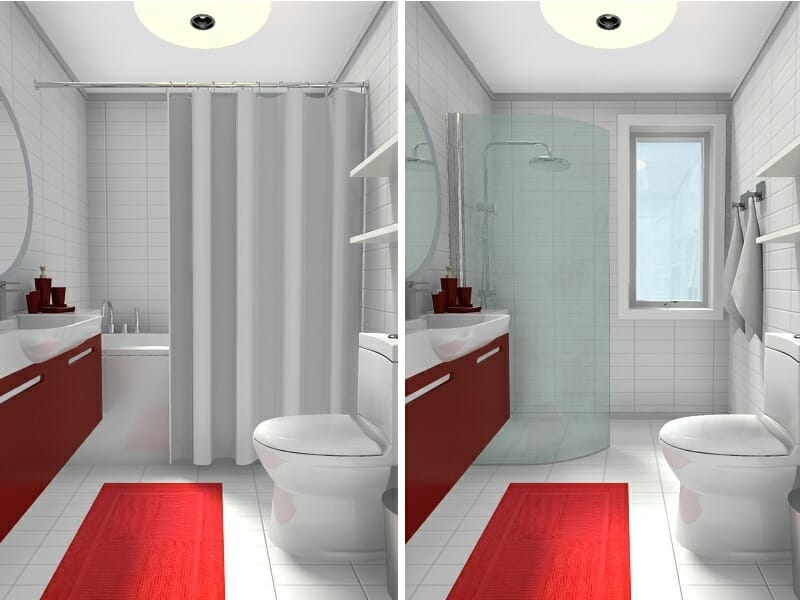 RoomSketcher Small Bathroom Ideas Tub Shower Before and After
