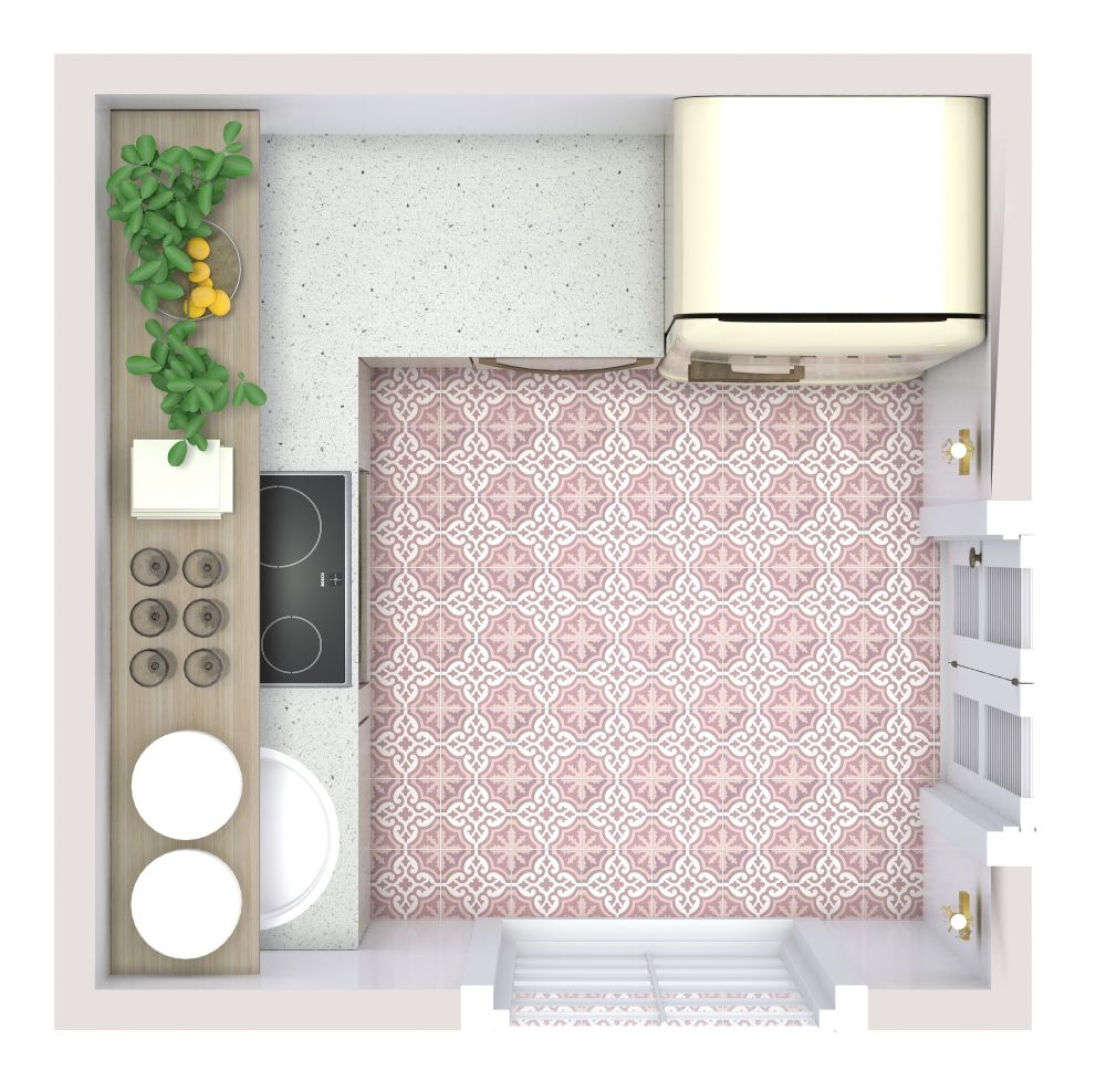 Small Kitchen Layouts 3D Floor Plan