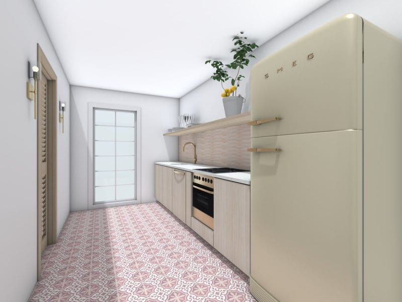 small one-wall kitchen design