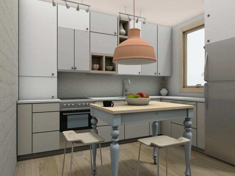 Small kitchen layout with practical kitchen island