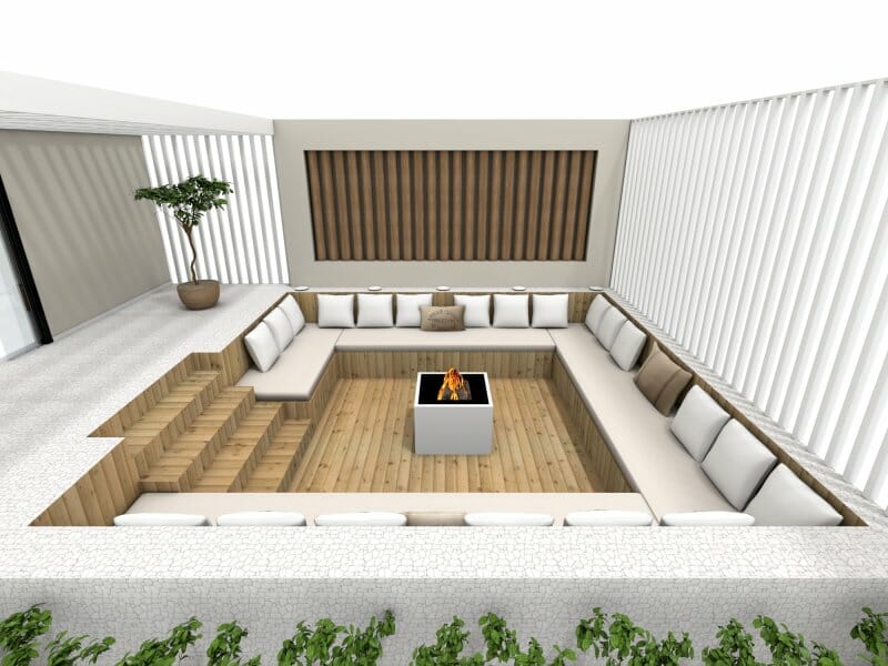 Terrace design with sunken sofa