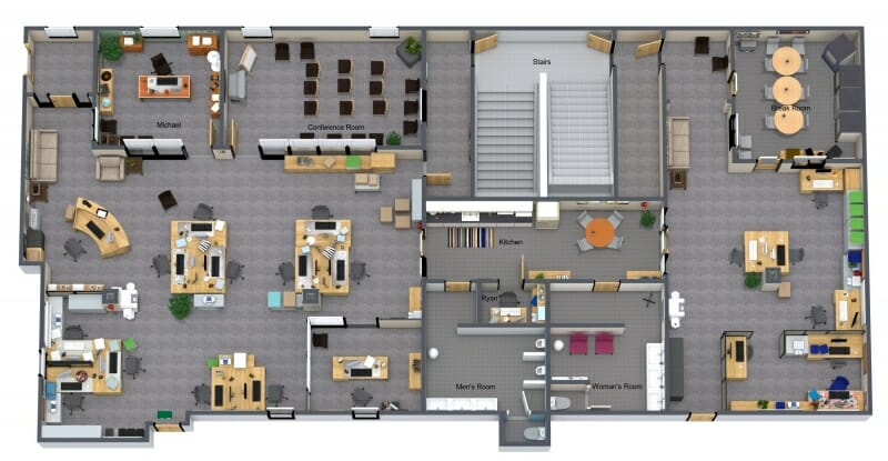 The office floor plan 3D