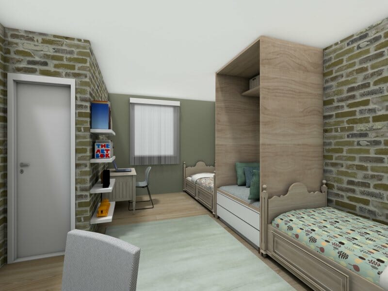 Design idea for twin bedroom 3D Photo