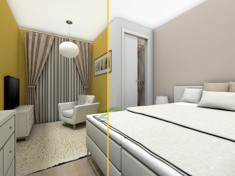 Virtually stage a bedroom