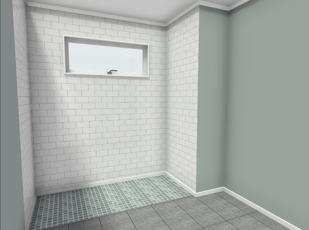 Senior accessible bathroom with finishes