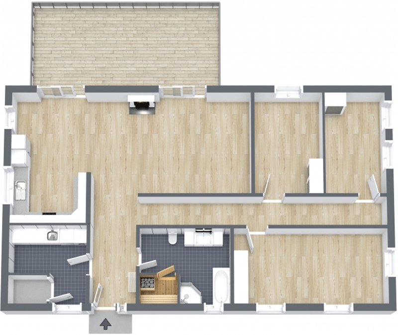 Unfurnished 3d floor plan